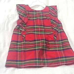 Janie and Jack Holiday PLAID 100% silk dress 12/18 Months Nwot.